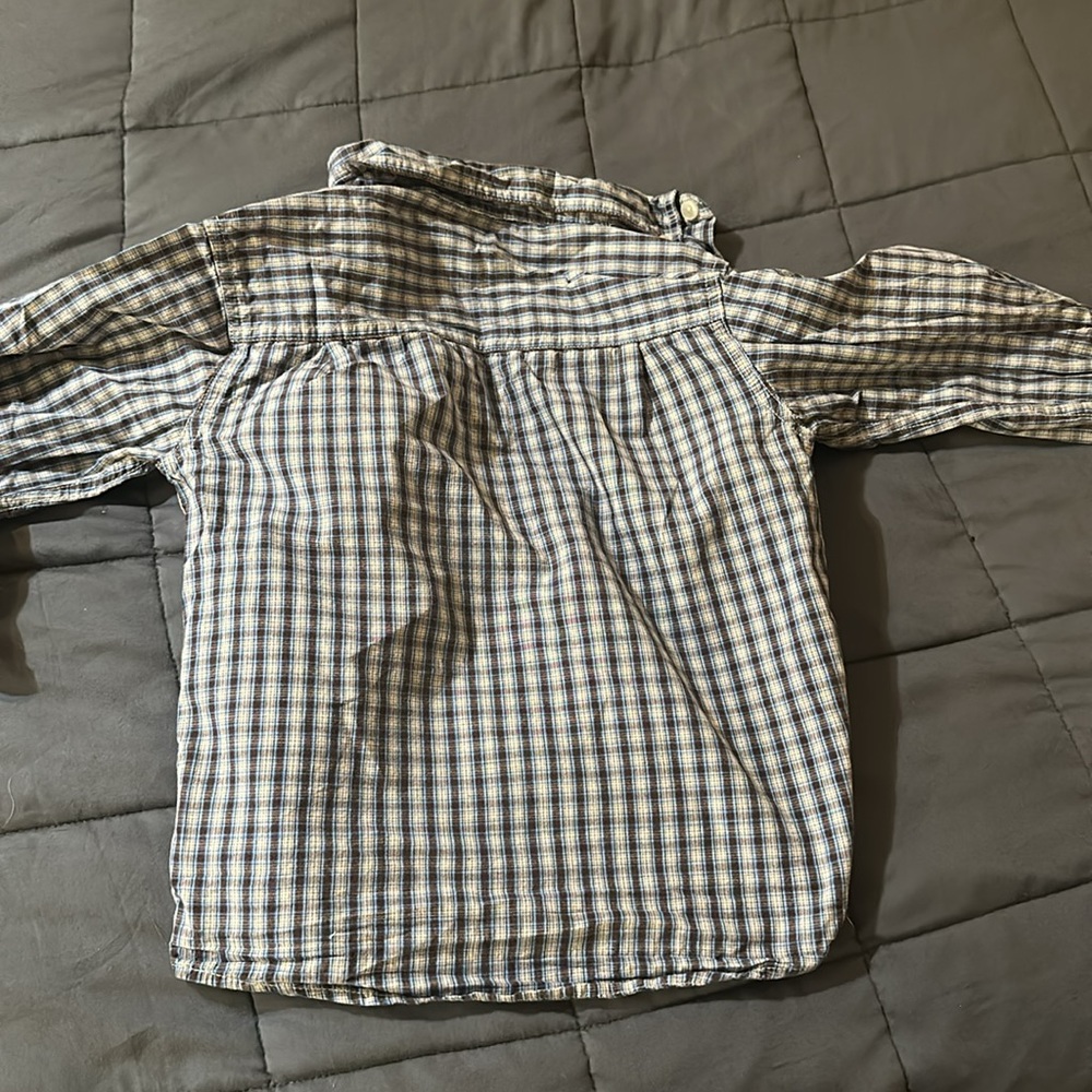 Oshkosh Blue/Brown Plaid Long Sleeve Shirt Size 5 - Picture 6 of 6